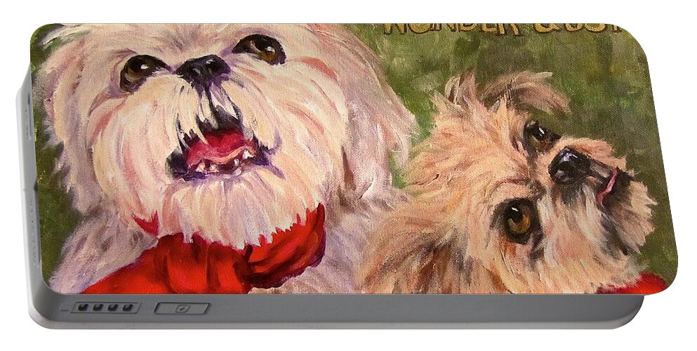 Dogs Portable Battery Charger featuring the painting Wonder and Joy by Barbara O'Toole