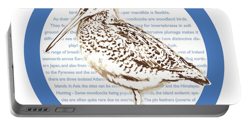 Woodcock Portable Battery Charger featuring the digital art Woodcock by Greg Joens