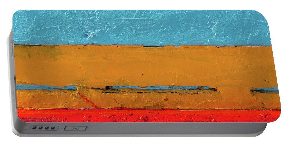 Blue Background Portable Battery Charger featuring the photograph Blue Yellow and Red art by Michalakis Ppalis