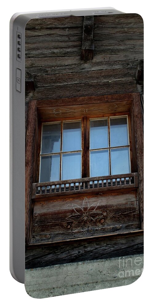 Michelle Meenawong Portable Battery Charger featuring the photograph Wooden Window Frame by Michelle Meenawong