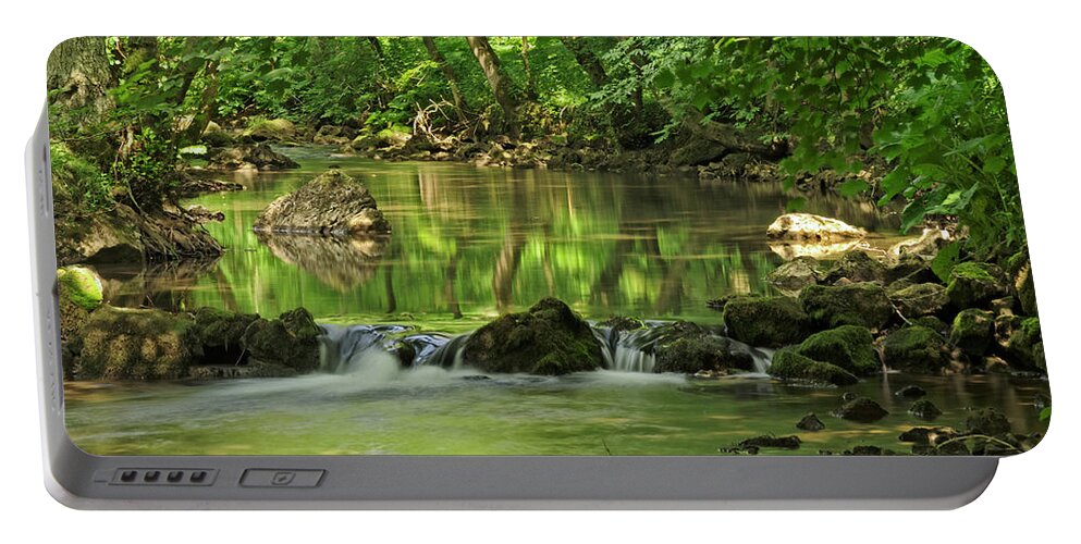 Britain Portable Battery Charger featuring the photograph Woodland River Scene - Wolfscote Dale by Rod Johnson