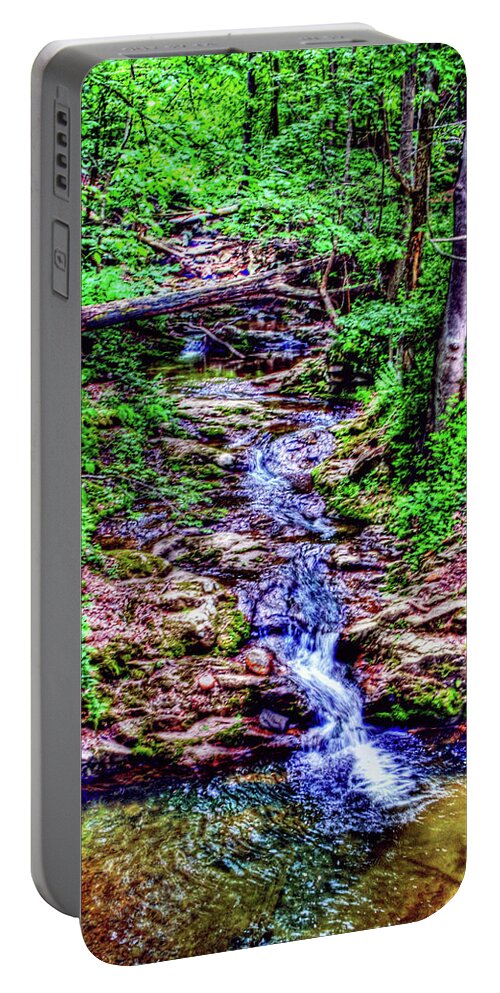 Woodland Portable Battery Charger featuring the photograph Woodland Stream by Andy Lawless