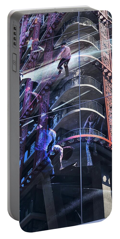 Woodward's Portable Battery Charger featuring the photograph Woodward Building Stanley Cup Riots by Theresa Tahara