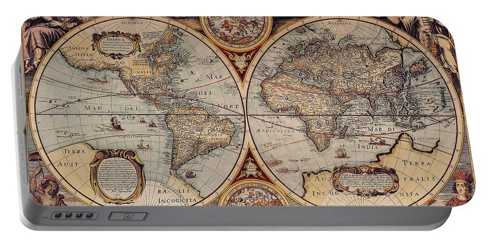World Map Portable Battery Charger featuring the photograph World Map 1636 by Photo Researchers