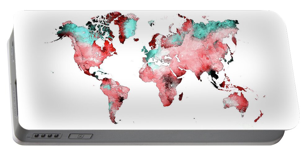 Map Of The World Portable Battery Charger featuring the digital art World Map Art 72 by Justyna Jaszke JBJart