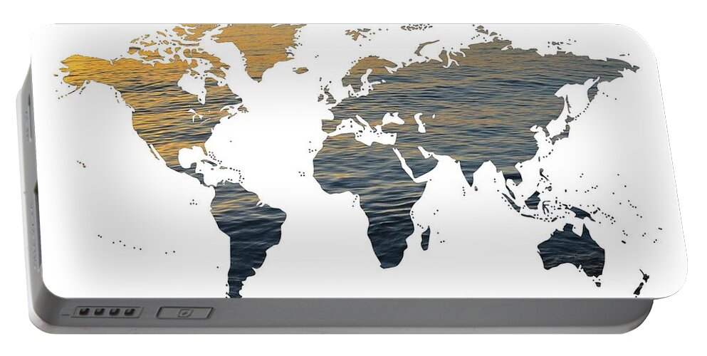 World Map Portable Battery Charger featuring the photograph World Map - Ocean Texture by Marianna Mills