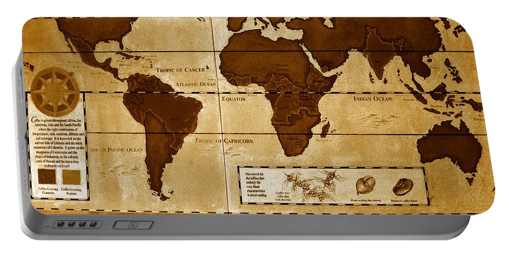Fine Art Photography Portable Battery Charger featuring the photograph World Map of Coffee by David Lee Thompson
