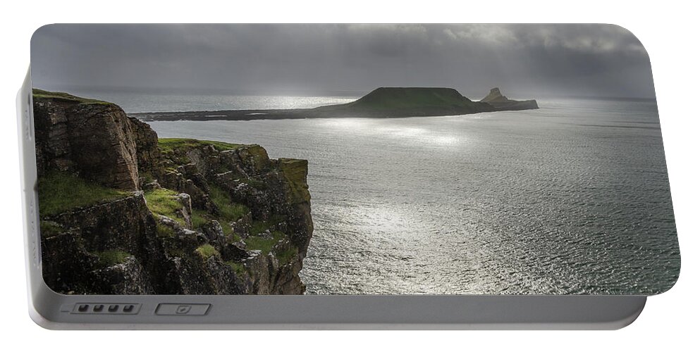 Worms Portable Battery Charger featuring the photograph Worms Head, Rhossili Bay 2 by Perry Rodriguez