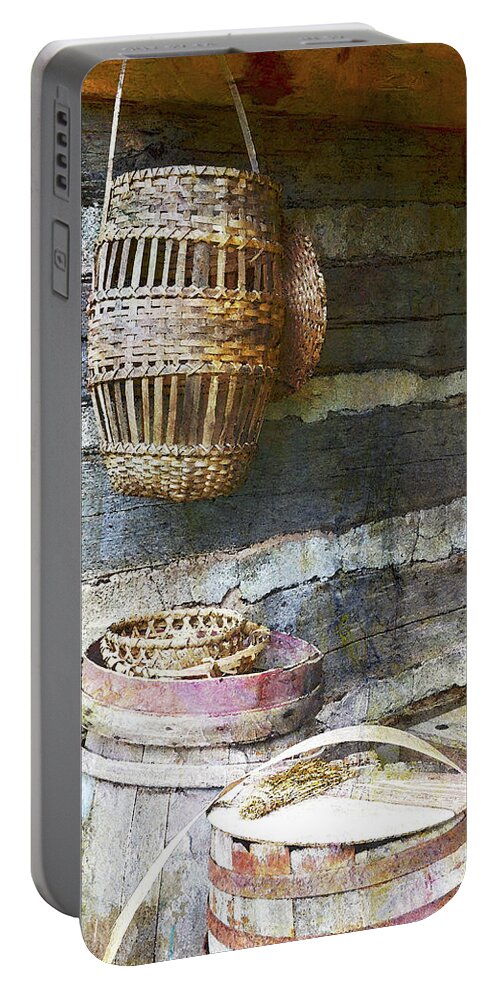 Barn Portable Battery Charger featuring the photograph Woven Wood and Stone by Char Szabo-Perricelli