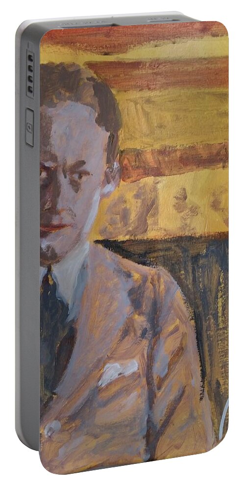 Poetry Portable Battery Charger featuring the painting Writers I. Sketch III by Bachmors Artist