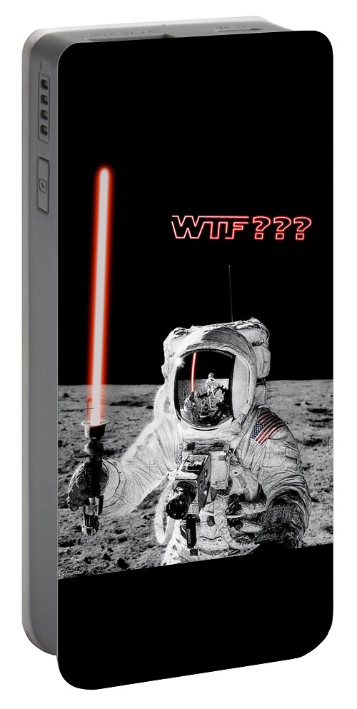 Wtf Portable Battery Charger featuring the photograph WTF? Alan Bean Finds Lightsaber on the Moon by Weston Westmoreland