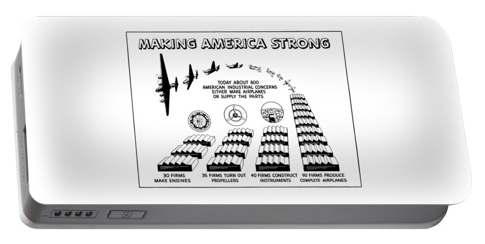 Airplanes Portable Battery Charger featuring the digital art WW2 Airplane Supply Cartoon by War Is Hell Store