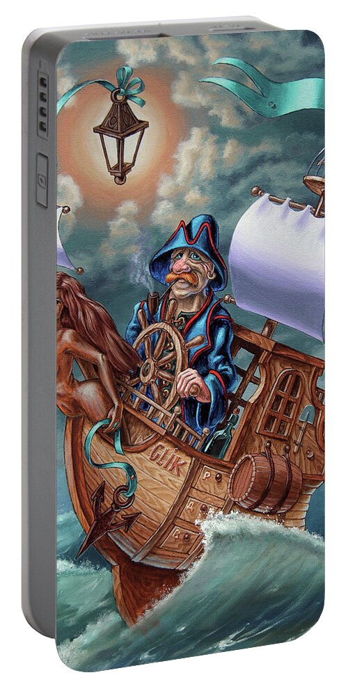 Fine Art Portable Battery Charger featuring the painting Yacht Glik by Victor Molev