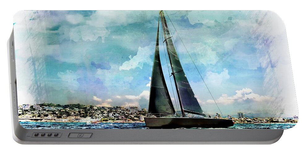 Nature Portable Battery Charger featuring the photograph Yachts, Sailing Boat Titan, by Jean Francois Gil