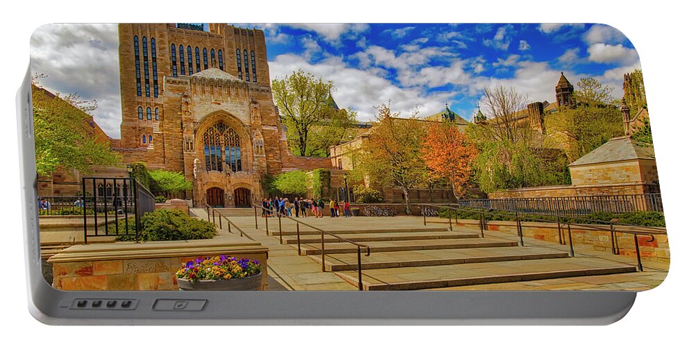 Yale University Portable Battery Charger featuring the photograph Yale University Sterling Library II by Susan Candelario