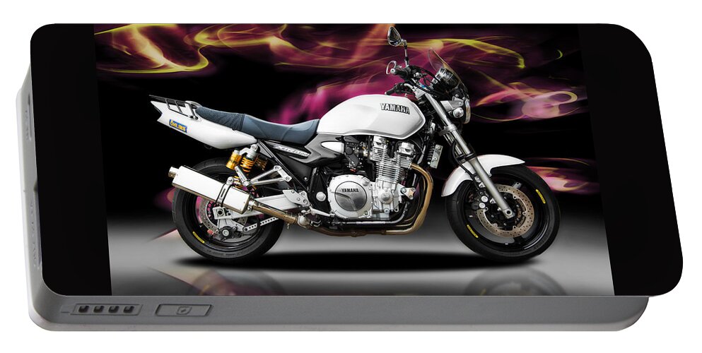 Motorcycles Framed Prints Portable Battery Charger featuring the photograph Yamaha by Carl Shellis