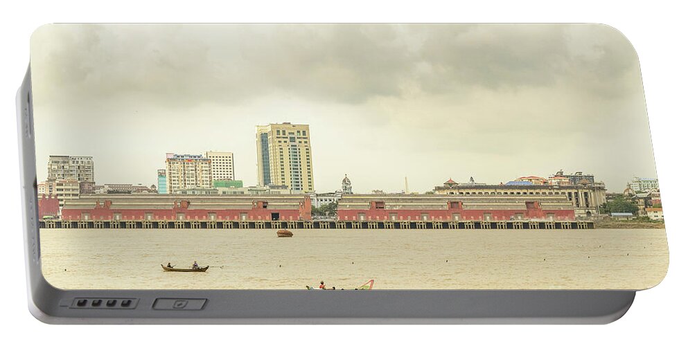  Harbor Portable Battery Charger featuring the photograph Yangon Waterfront 1 by Werner Padarin
