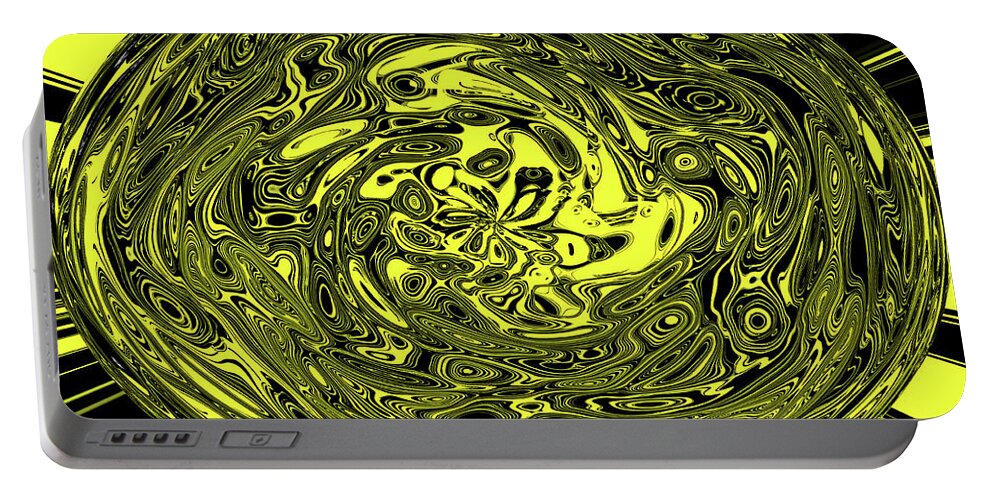 Yellow And Black Abstract #7 Portable Battery Charger featuring the digital art Yellow and Black Abstract #7 by Tom Janca