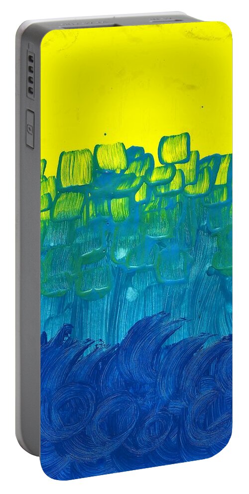 Painting Portable Battery Charger featuring the painting Yellow and Blue by Martin Cline