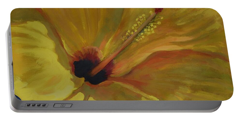 Walt Maes Portable Battery Charger featuring the painting Yellow Beauty by Walt Maes