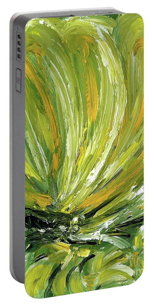 Butterfly Portable Battery Charger featuring the painting Yellow butterfly by Jasna Dragun
