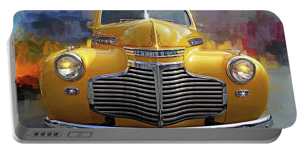 Cars Portable Battery Charger featuring the photograph Yellow Chevy by Randy Harris