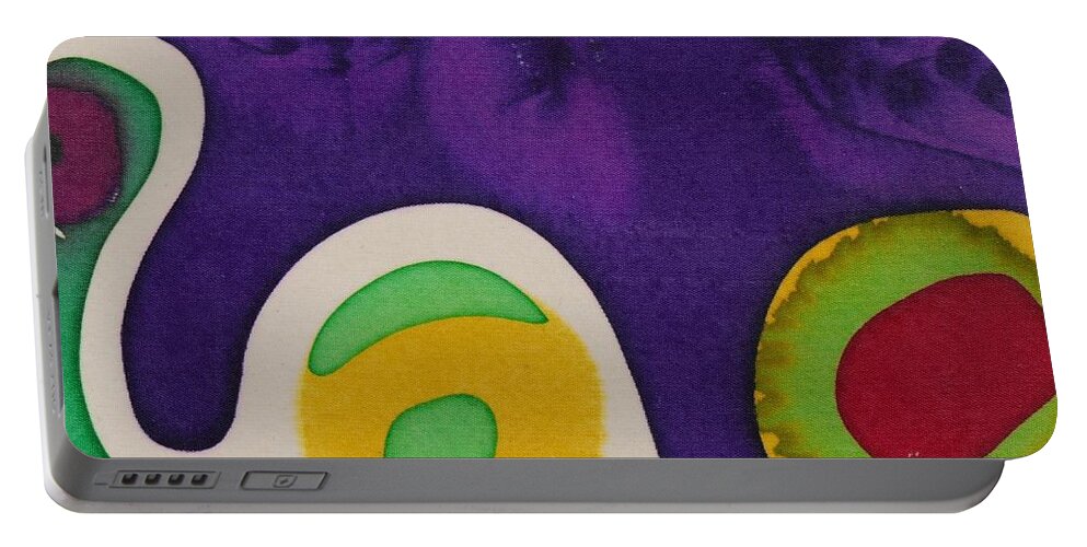  Portable Battery Charger featuring the painting Yellow Circle by Barbara Pease