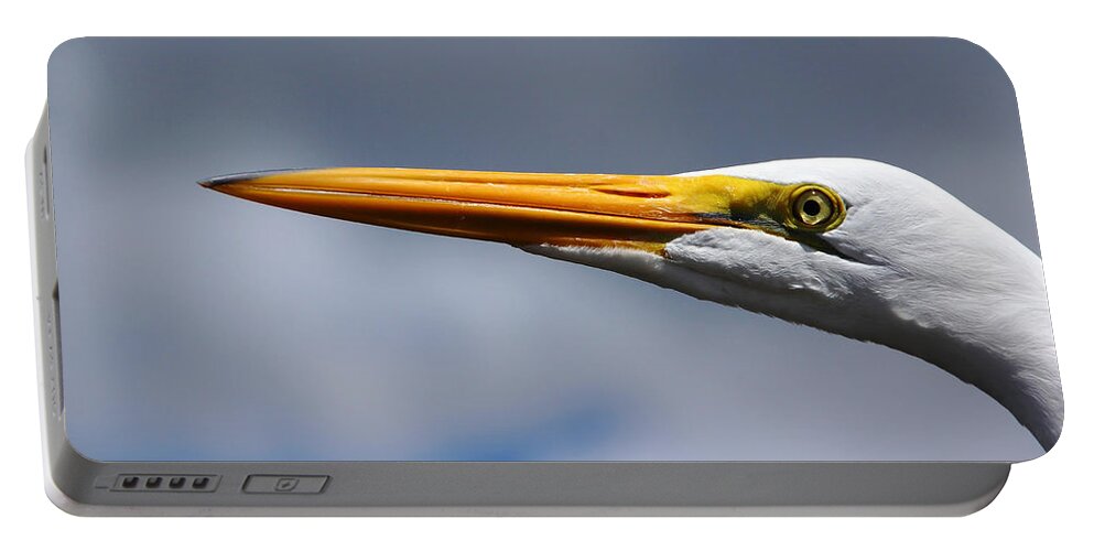 Egrets Portable Battery Charger featuring the photograph Yellow Eyes by Debbie Oppermann