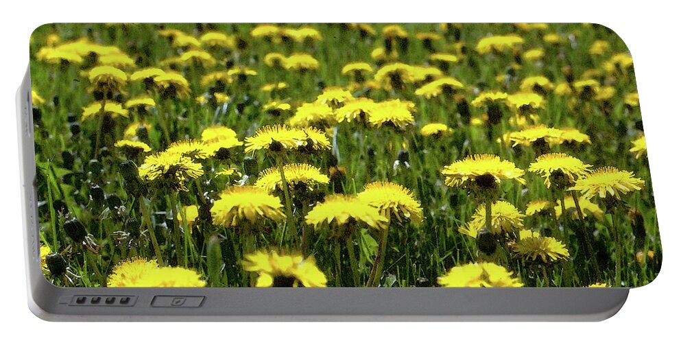 Abstract Portable Battery Charger featuring the digital art Yellow Field Two by Lyle Crump