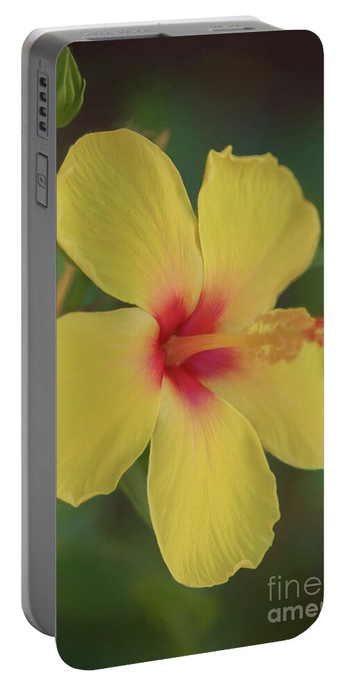 Yellow Portable Battery Charger featuring the photograph Yellow Hibiscus Profile by Teresa Wilson