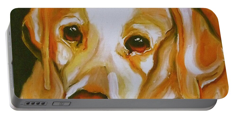 Oil Portable Battery Charger featuring the painting Yellow Lab Amazing Grace by Susan A Becker