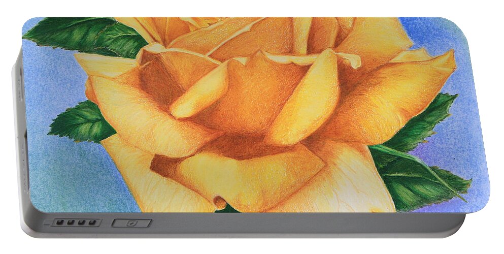 Roses Portable Battery Charger featuring the drawing Yellow Rose by Marna Edwards Flavell