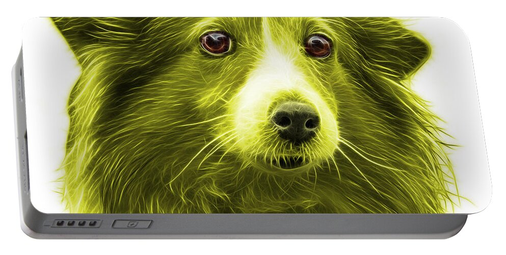 Sheltie Portable Battery Charger featuring the mixed media Yellow Shetland Sheepdog Dog Art 9973 - WB by James Ahn