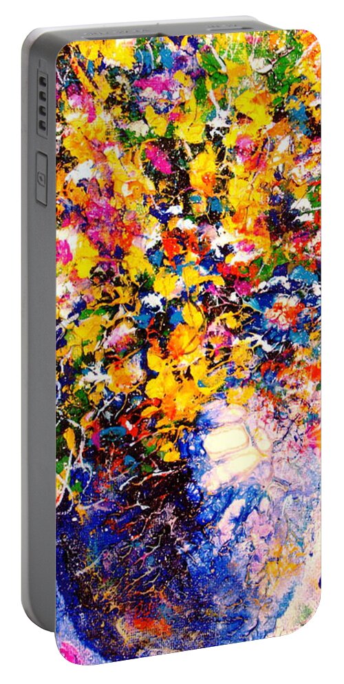 Flowers Portable Battery Charger featuring the painting Yellow Sunshine by Natalie Holland