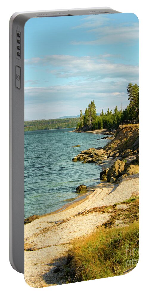 Yellowstone Lake Portable Battery Charger featuring the photograph Yellowstone Lake by Karen Jorstad