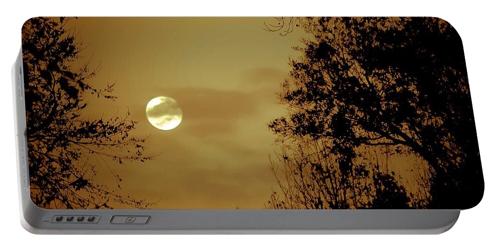Moon Portable Battery Charger featuring the photograph Yesteryears Moon by DigiArt Diaries by Vicky B Fuller