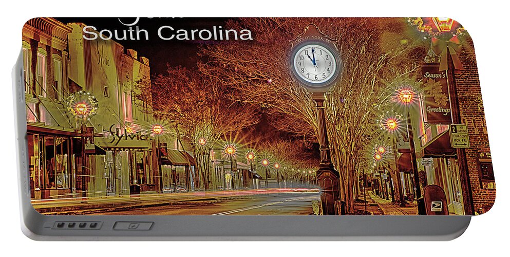 York Portable Battery Charger featuring the photograph York South Carolina Downtown by Alex Grichenko