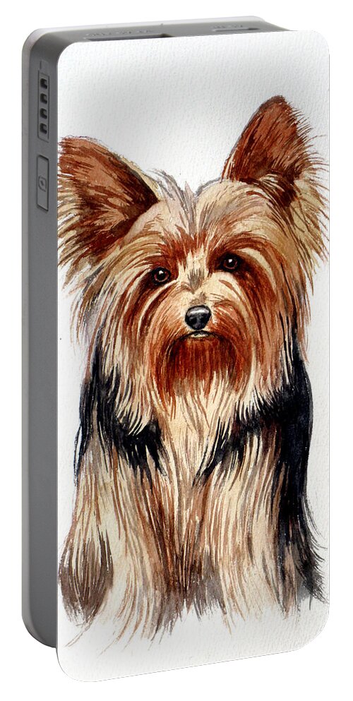 Yorkie Portable Battery Charger featuring the painting Yorkie by Christopher Shellhammer