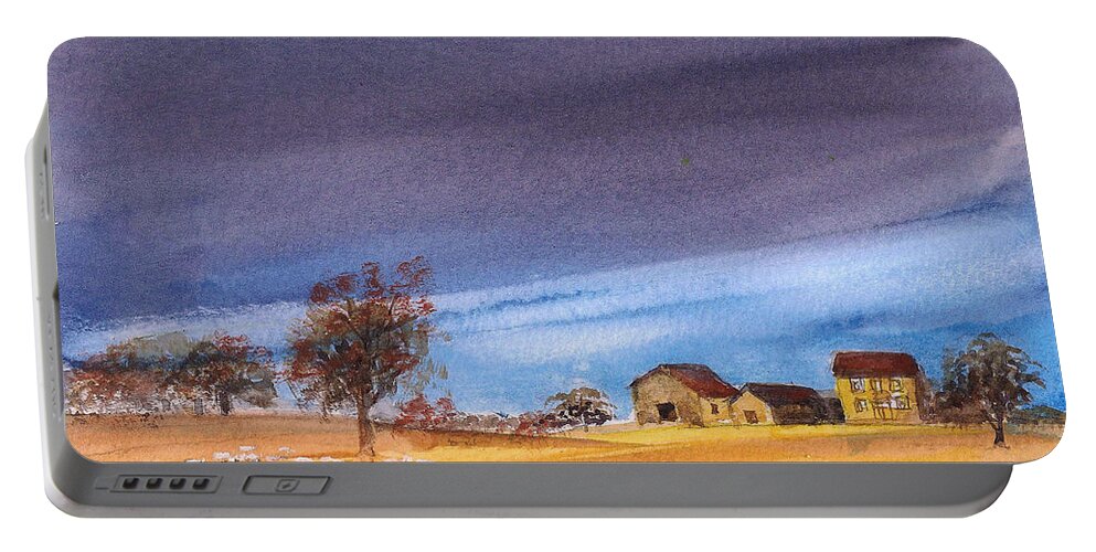 Yorkshire Portable Battery Charger featuring the painting Yorkshire landscape by Asha Sudhaker Shenoy