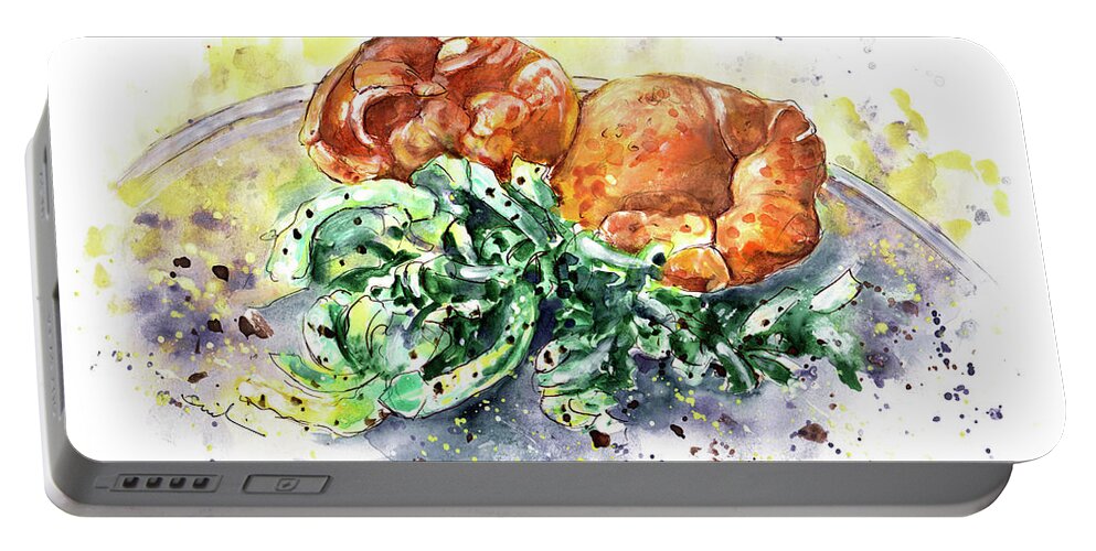 Food Portable Battery Charger featuring the painting Yorkshire Puddings With Yorkshire Salad Garnish by Miki De Goodaboom