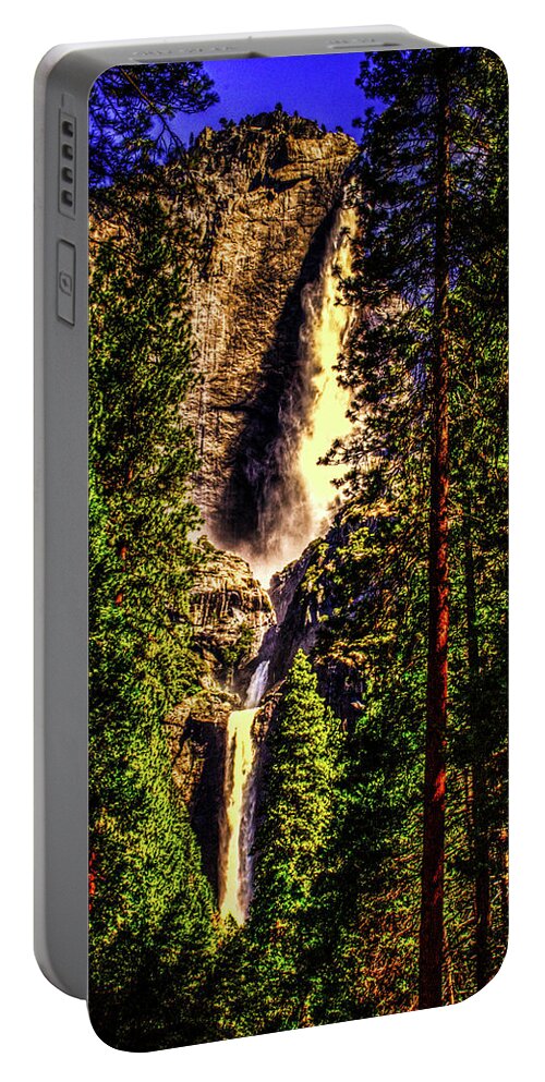 California Portable Battery Charger featuring the photograph Yosemite Falls Framed by Ponderosa Pines by Roger Passman