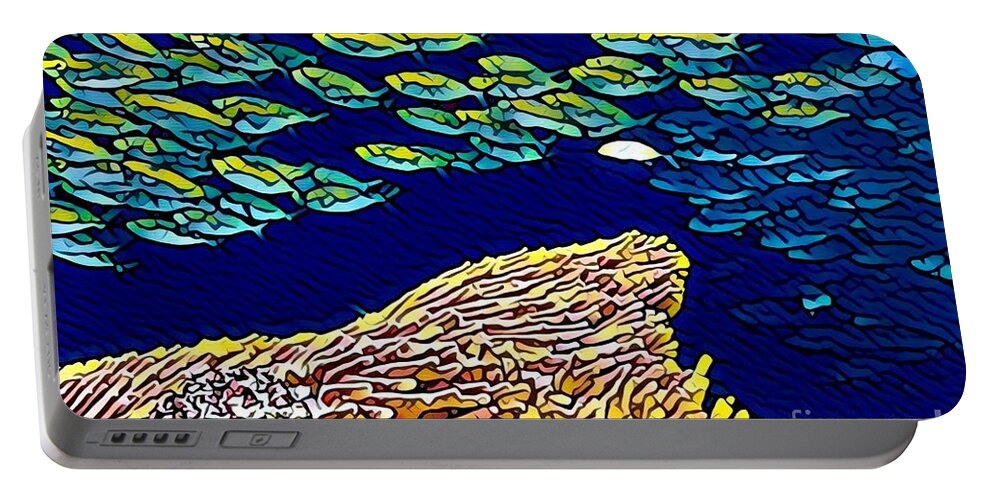 Coral Reef Portable Battery Charger featuring the digital art You Be You by Denise Railey