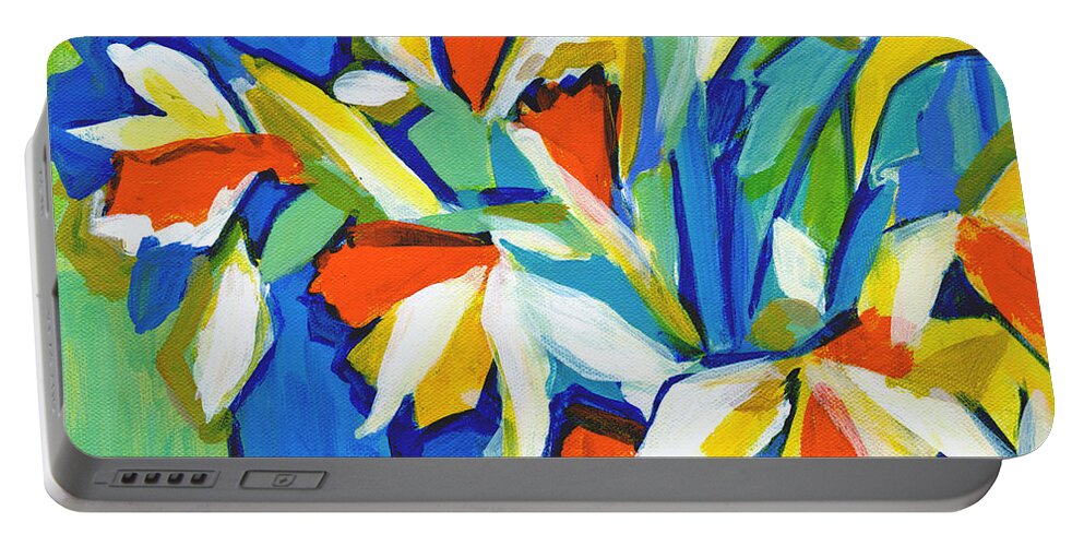 Contemporary Painting Portable Battery Charger featuring the painting You Can Never Hold Back Spring by Tanya Filichkin