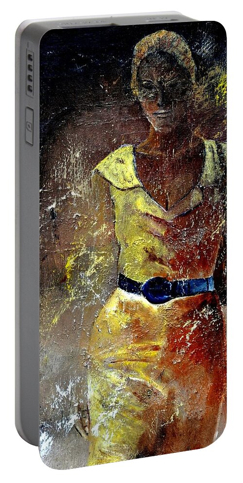 Woman Portable Battery Charger featuring the painting Young Lady 450101 by Pol Ledent