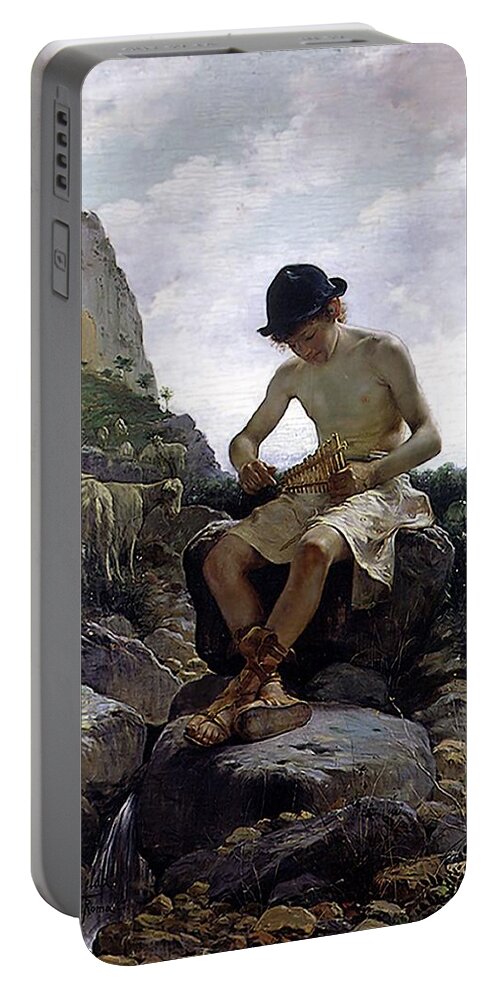 Juan Bela Y Morales Portable Battery Charger featuring the painting Young Shepherd by Juan Bela y Morales