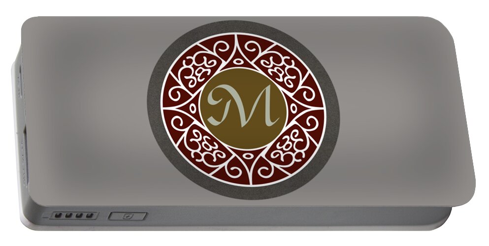 M Portable Battery Charger featuring the digital art Your name - M Monogram 2 by Attila Meszlenyi