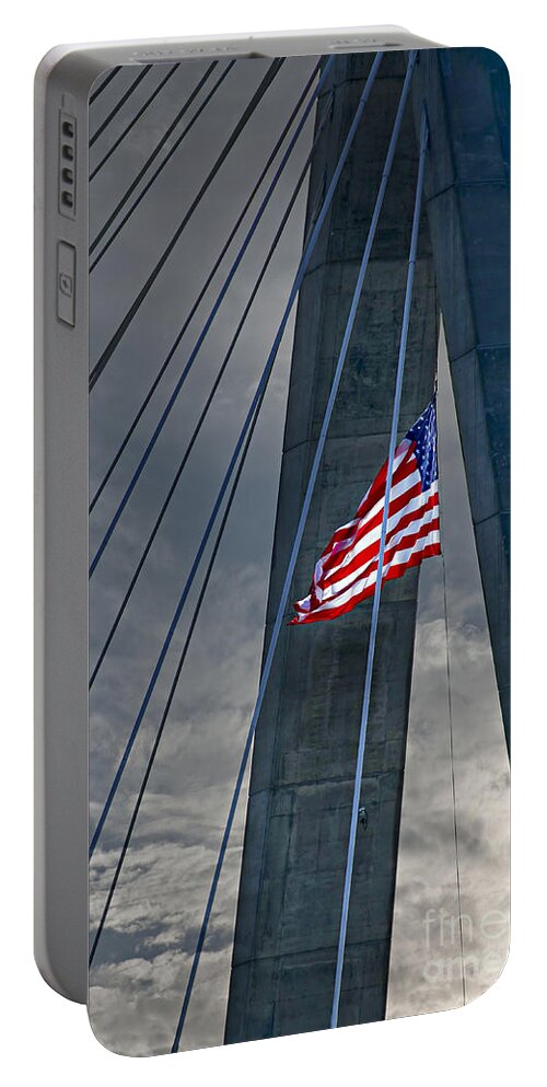 Zakim Portable Battery Charger featuring the photograph Zakim bridge Boston by Elena Elisseeva