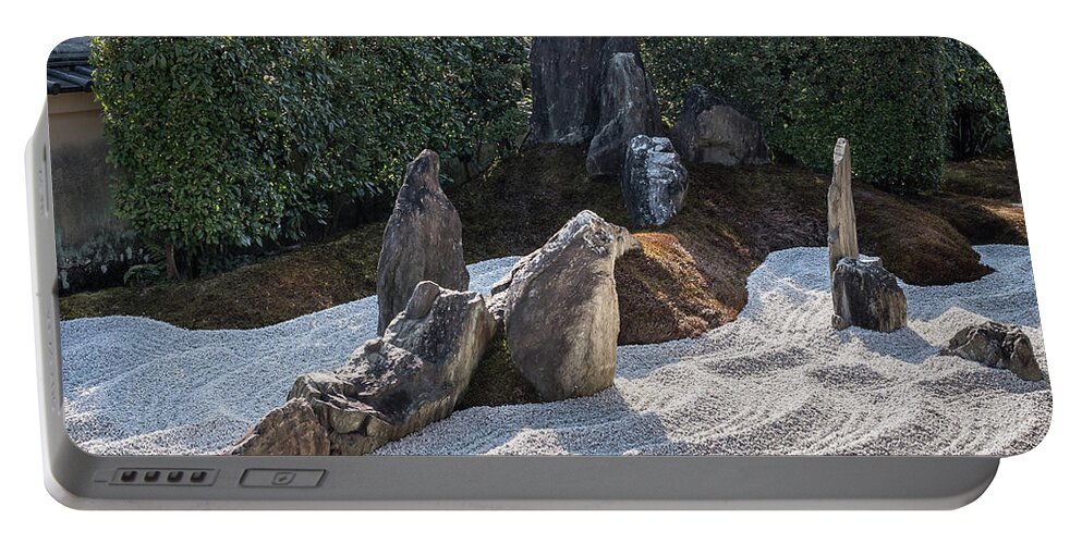 Zen Portable Battery Charger featuring the photograph Zen Garden, Kyoto Japan 2 by Perry Rodriguez
