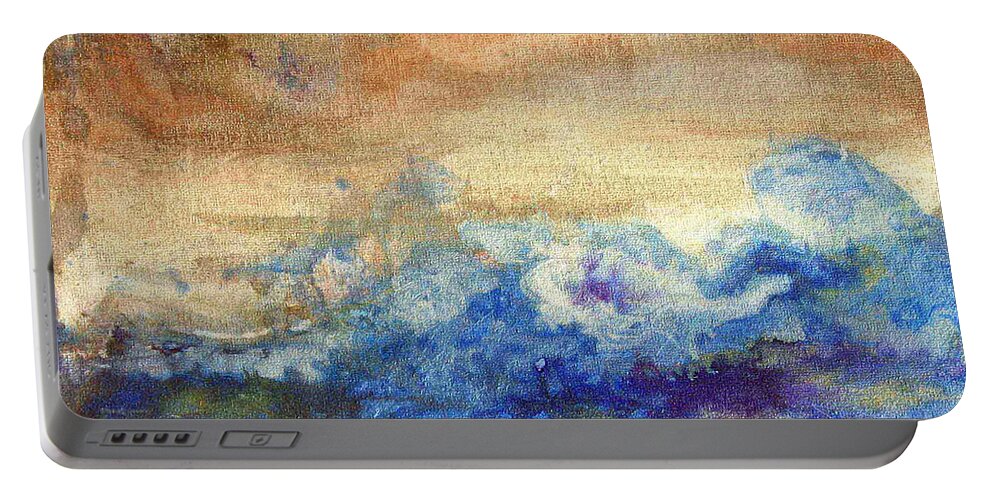Seascape Portable Battery Charger featuring the painting Zen Moon and Wave by Elise Ritter