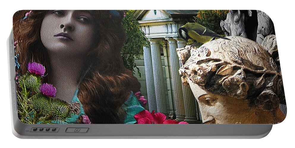Digital Art Portable Battery Charger featuring the mixed media Ziegfeld Muse Series No. 16 Memento Mori by E Jethro Gaede